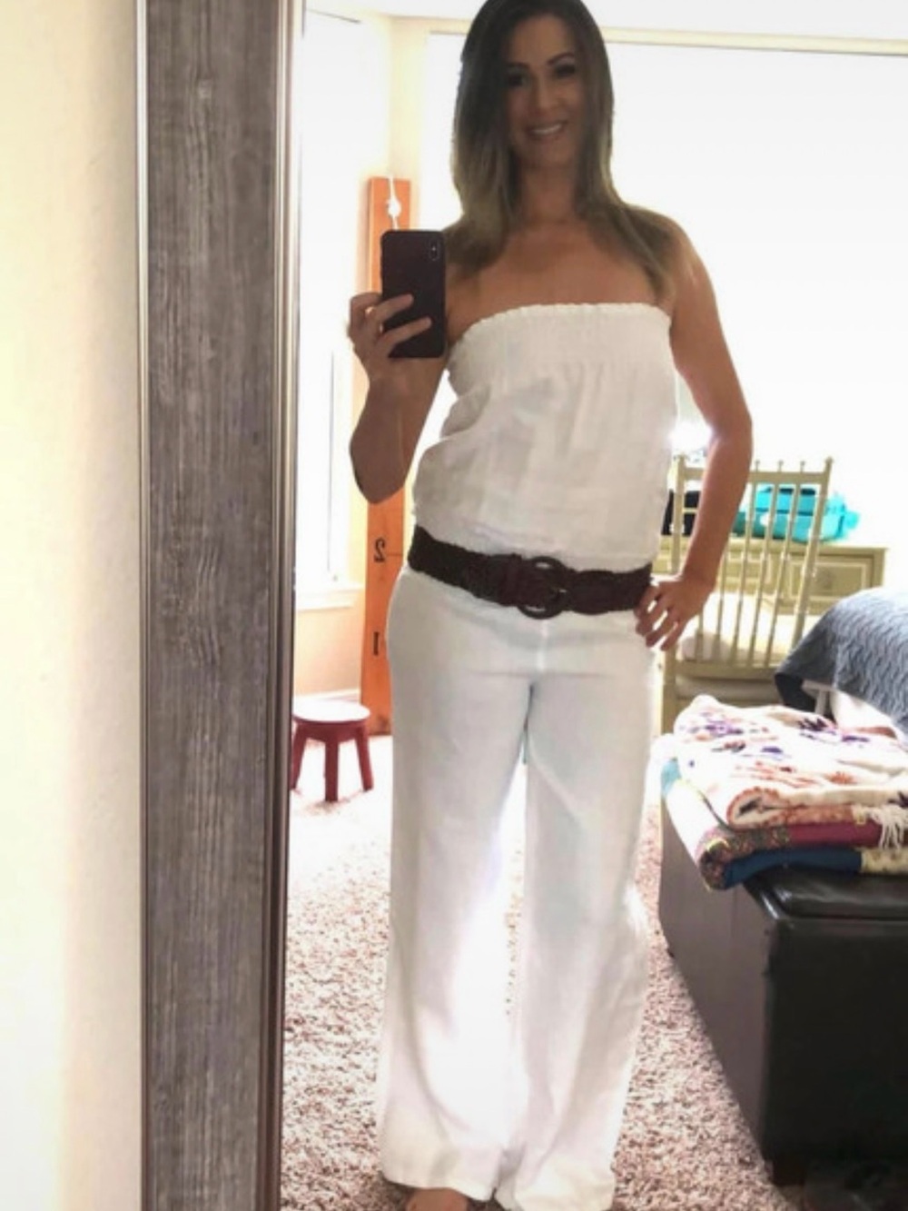 Young Fabulous and Broke Strapless White Wide-Leg Jumpsuit